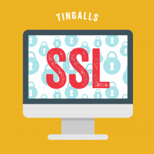 Computer with SSL icon on screen