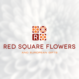 red square flowers logo design