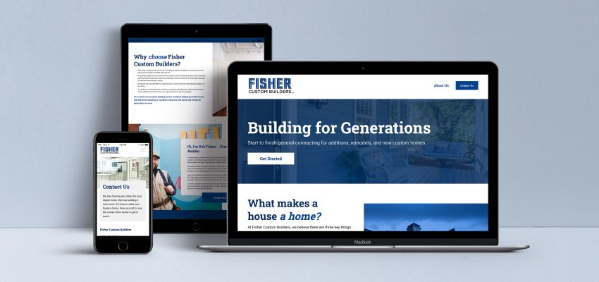 Device mockup of Fisher Custom Builders website design