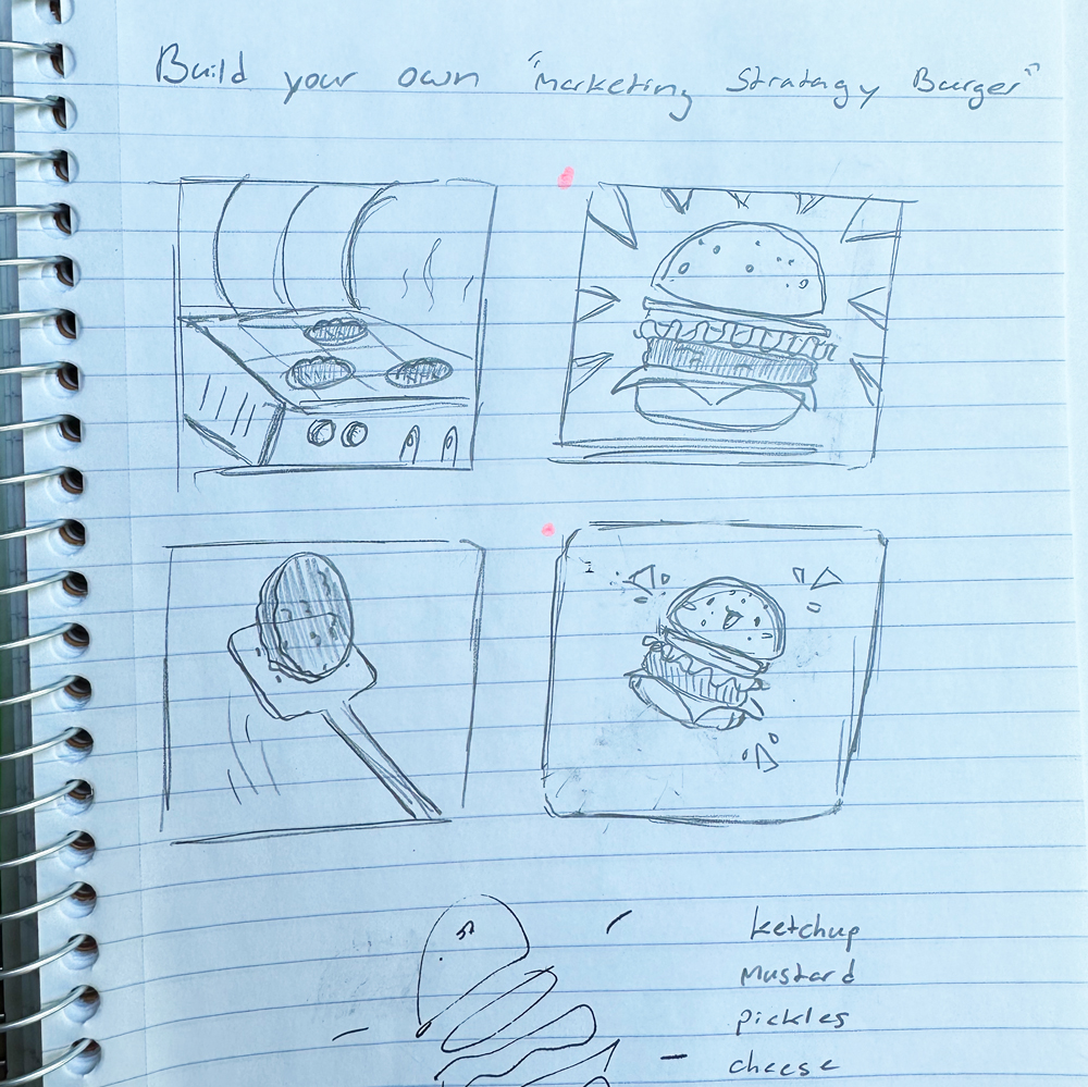 Social media sketches in a notebook