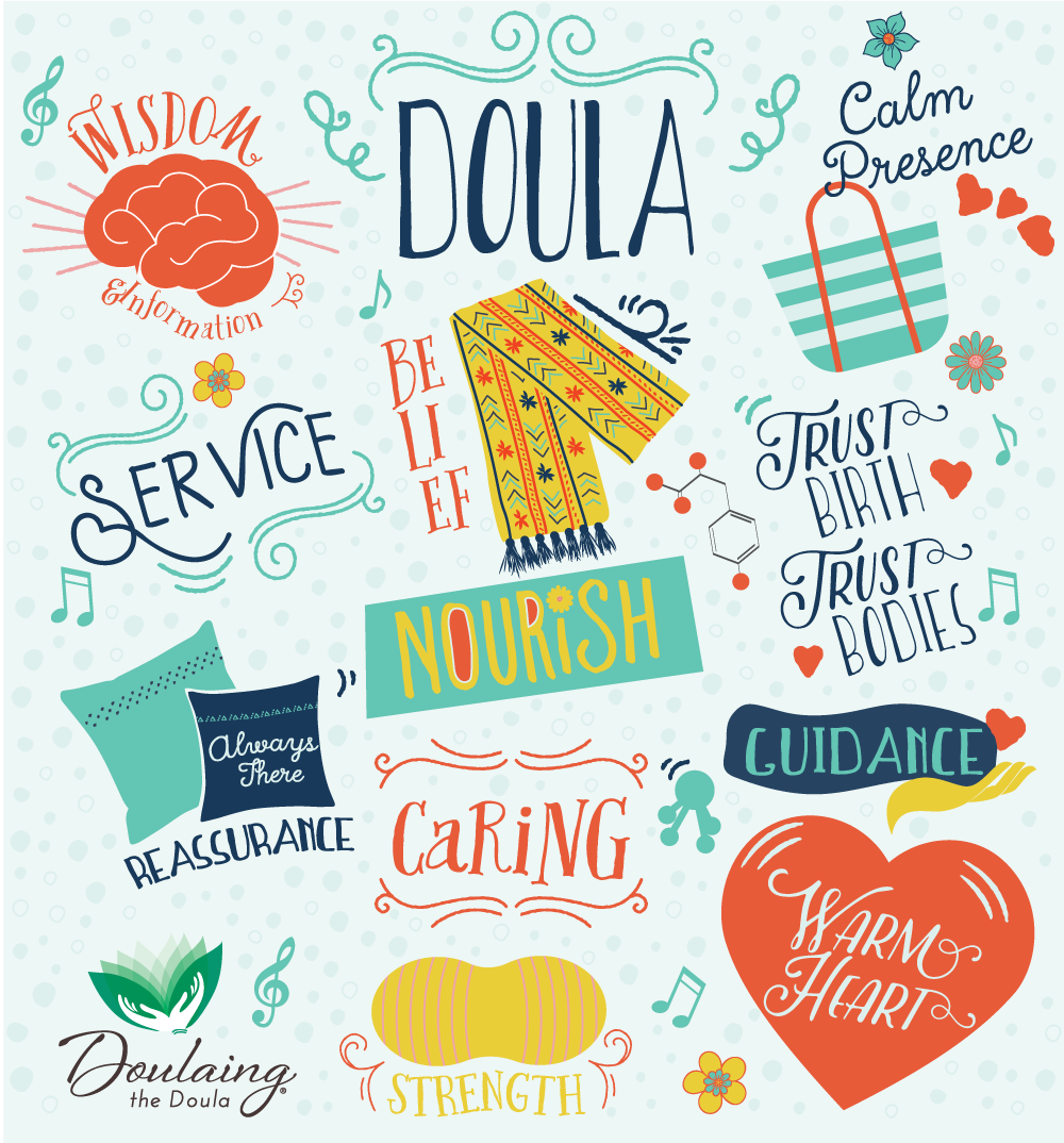 hand illustrations for doula client by tingalls 