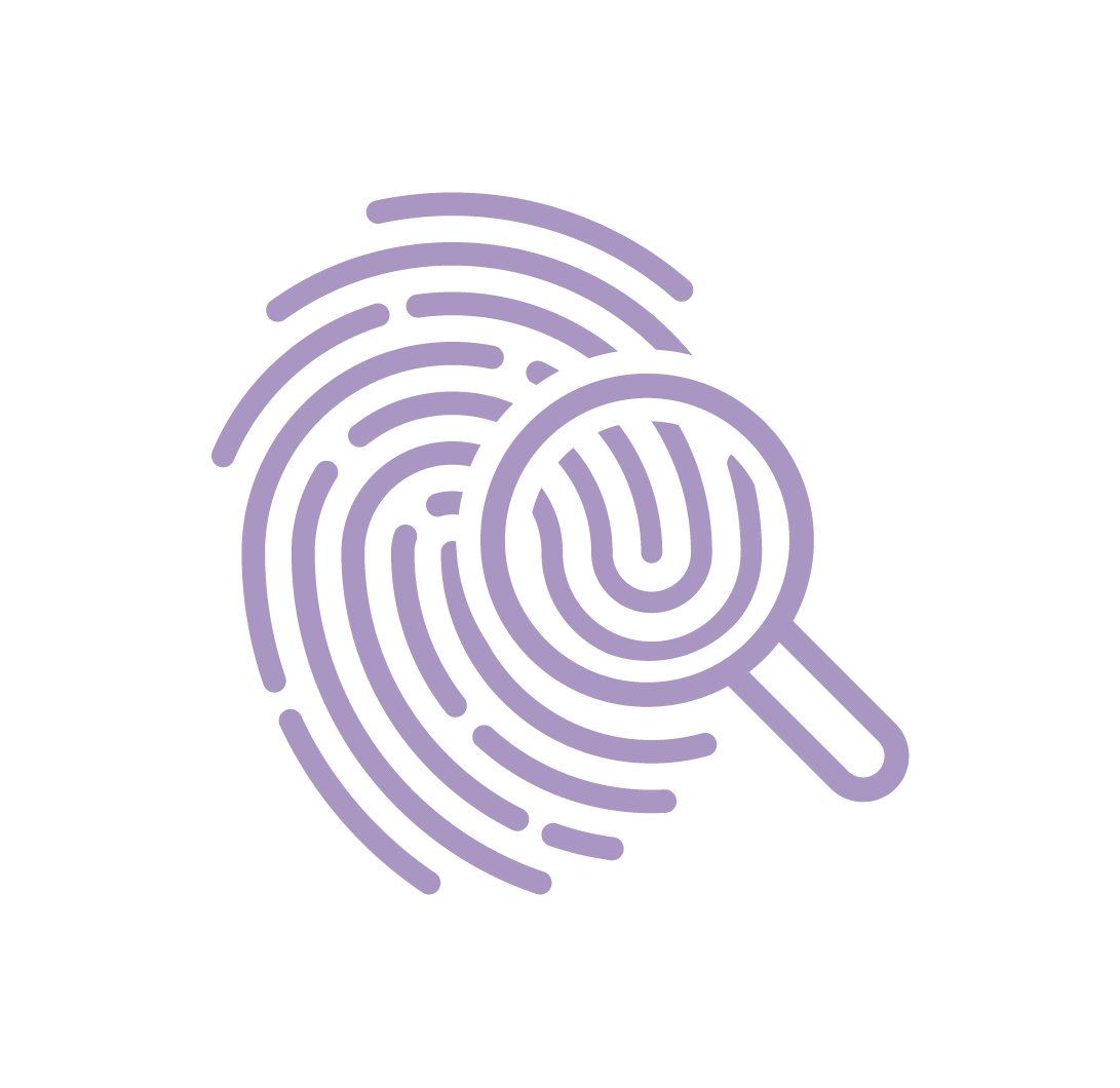Icon of a fingerprint and magnifying glass