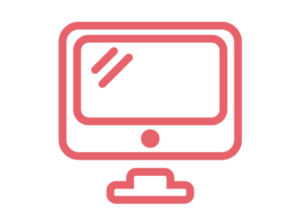 icon of a red computer for website design