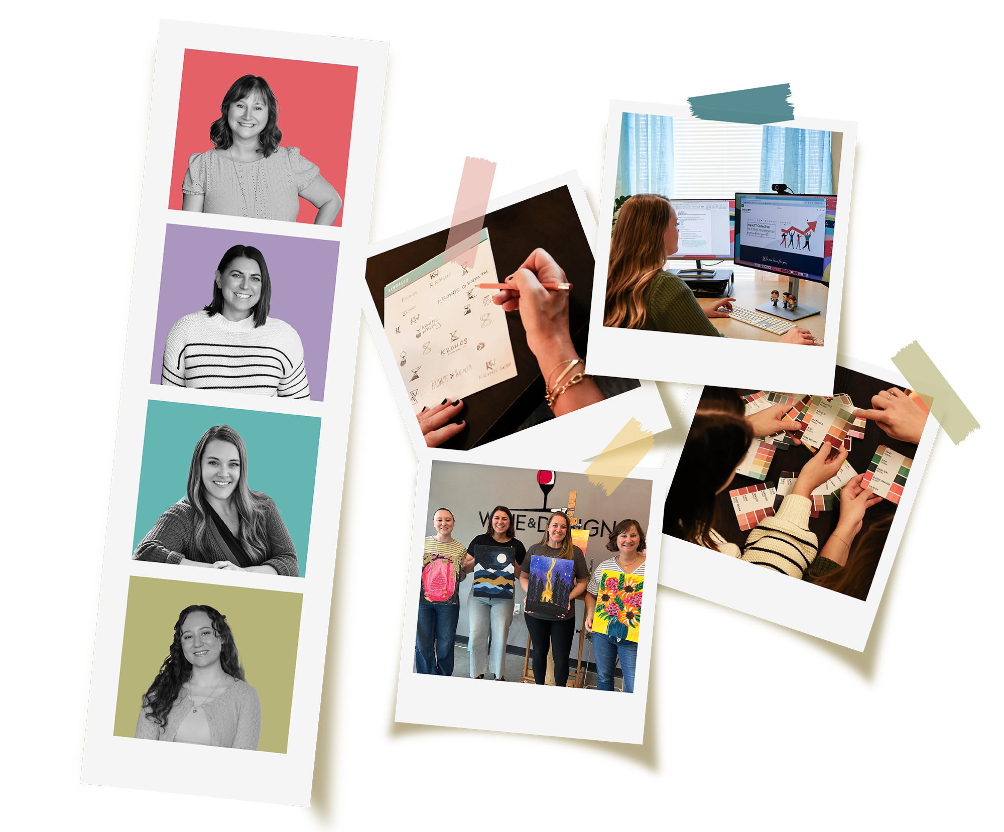 Collage of Tingalls Graphic Design staff